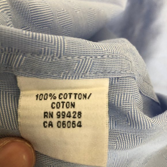 Bugatchi Mens Blue Patterned Classic Fit Size 17 - Picture 7 of 7